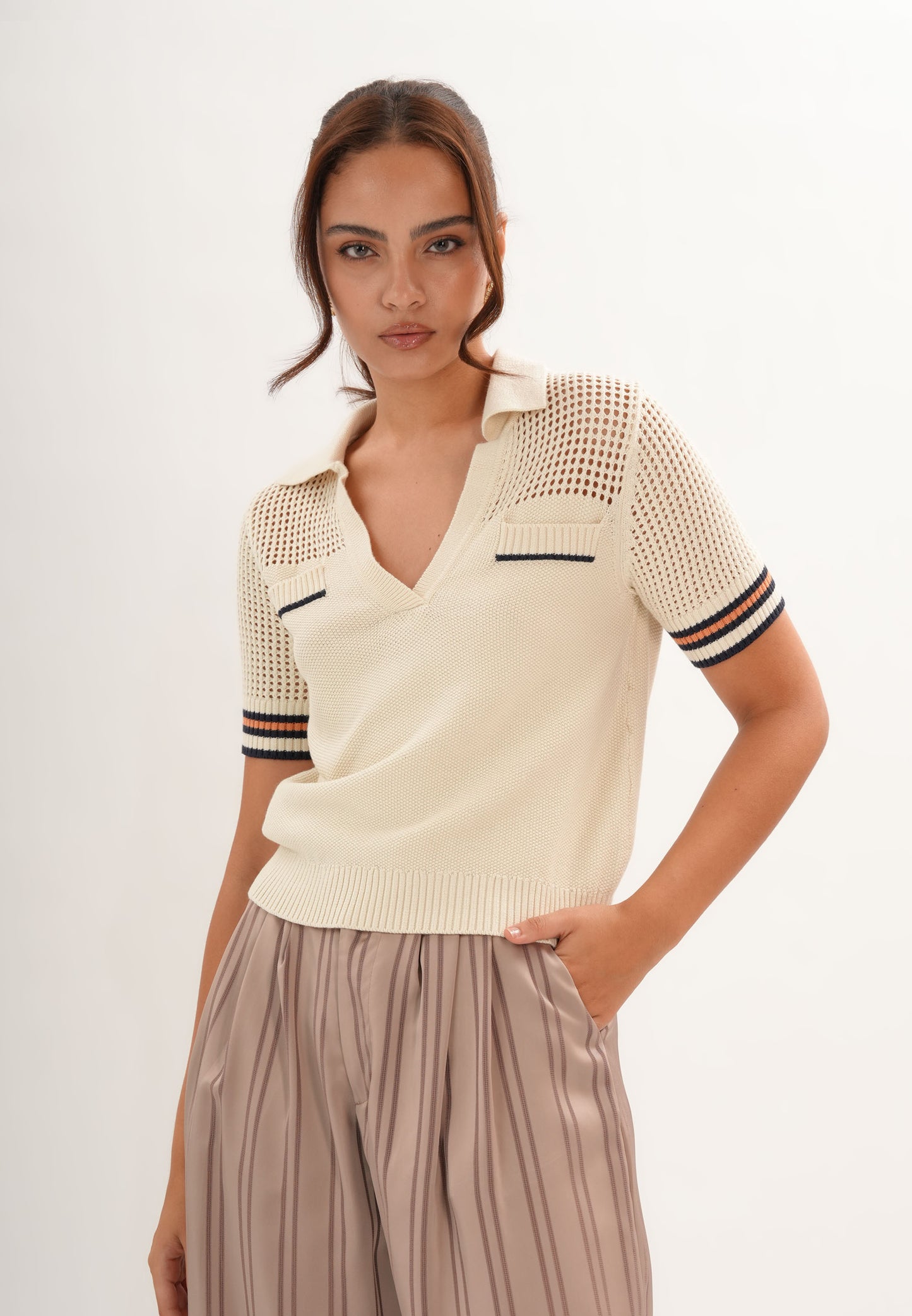 Fishel Short Sleeve Top (Cream)