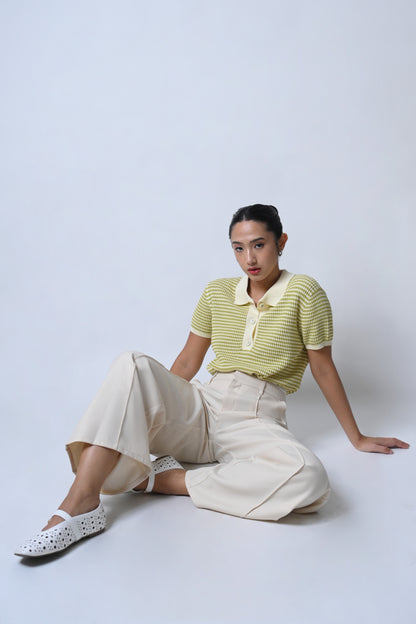 Fisher Short Sleeve Top (Lime/Cream)