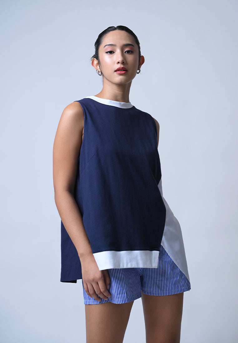 Flux Sleeveless Playsuit  (Indigo)