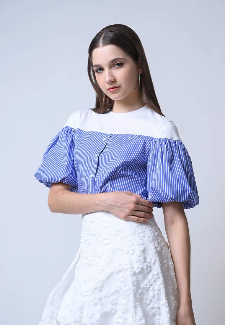 Flux Short Sleeve Top (White/Blue)