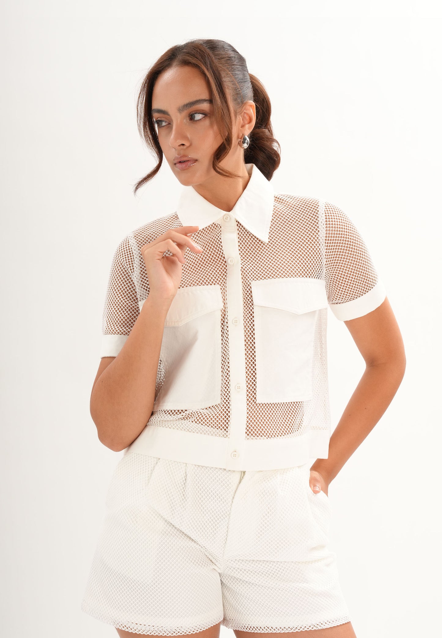 Flynne Short Sleeve Top (White)