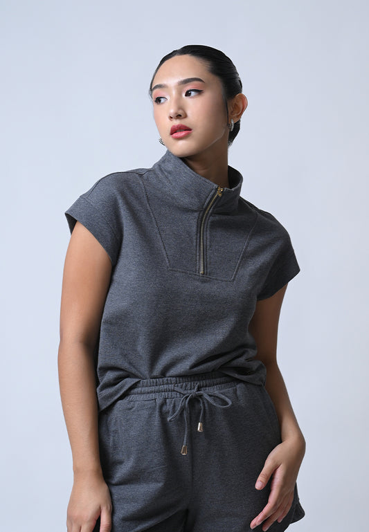 Foster Short Sleeve Top (Charcoal)
