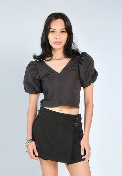 Nobleza Foulden Short Sleeve Top (Charcoal)