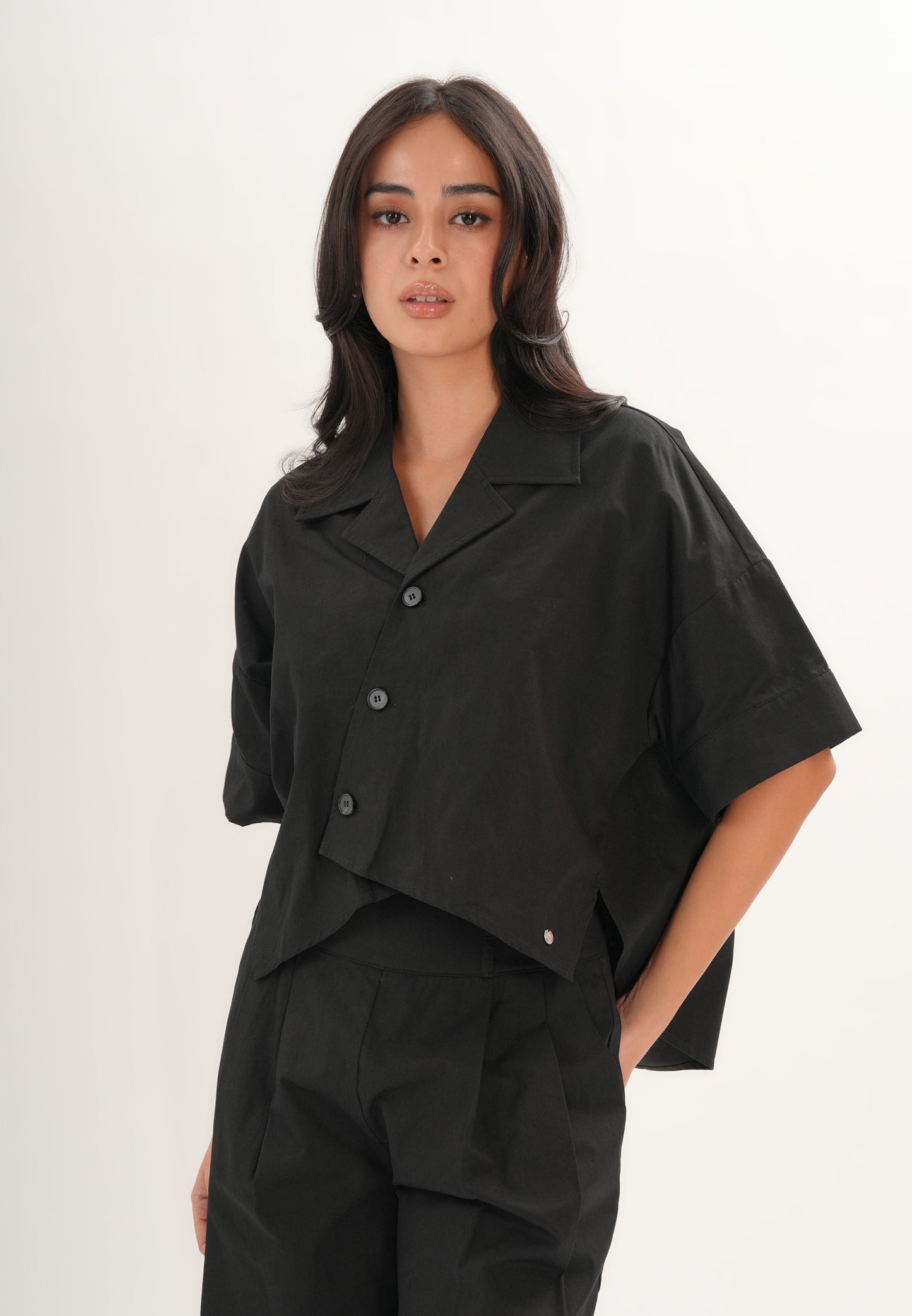 Foxy Quarter Sleeve Top (Black)