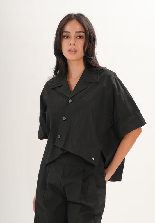 Foxy Quarter Sleeve Top (Black)