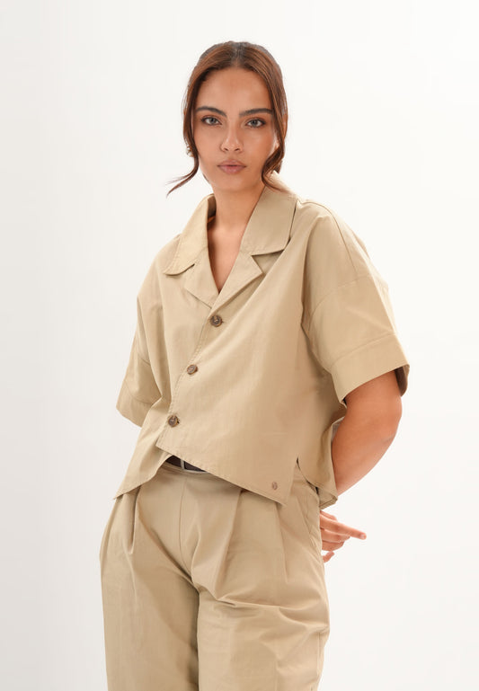 Foxy Quarter Sleeve Top (Khaki)