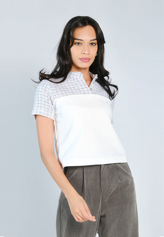 Nobleza Frances Short Sleeve Top (Off-white)