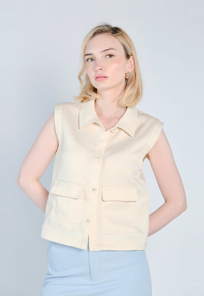 Nobleza Franz Sleeveless Vest Top (Beige)