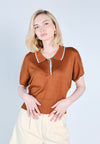 Nobleza Frazer Short Sleeve Top (Brown)
