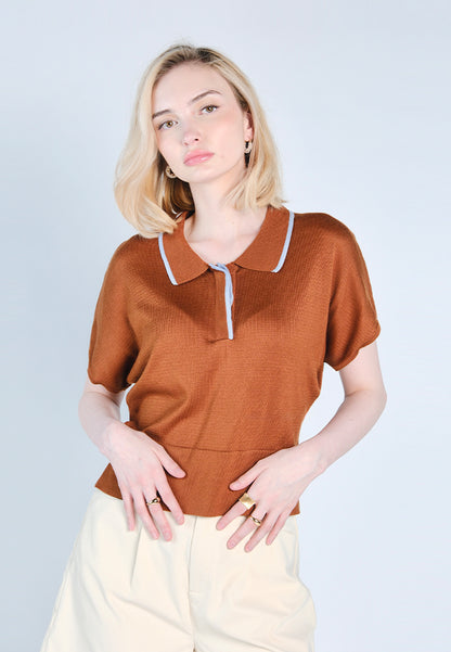 Nobleza Frazer Short Sleeve Top (Brown)