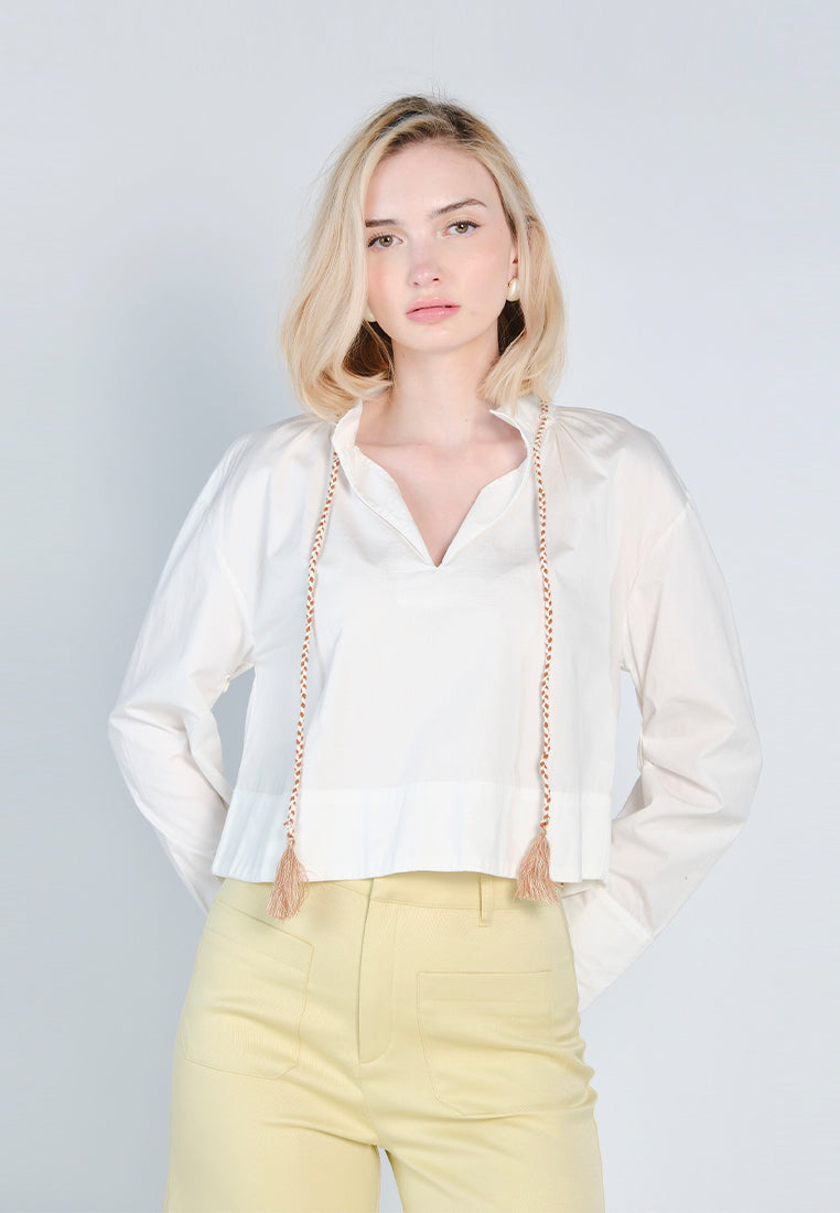 Nobleza Fredrinn Long Sleeve Top  (Off-white)