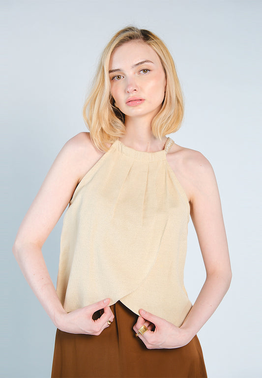 Nobleza Fredrinn Sleeveless Top  (Beige)