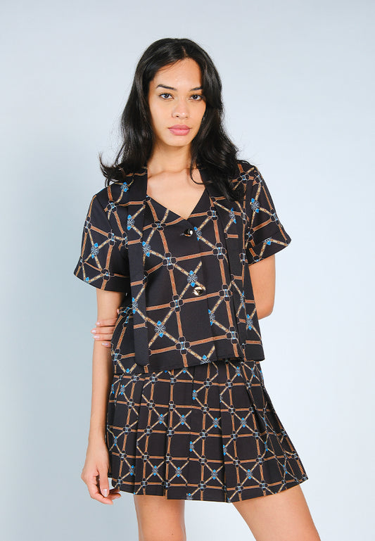 Nobleza Fremont Short Sleeve Top (Printed Black)