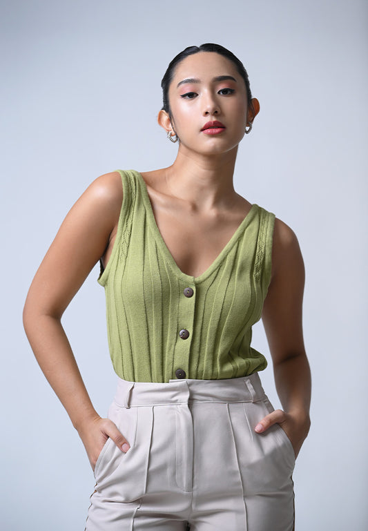 Frisky Sleeveless Top (Matcha)