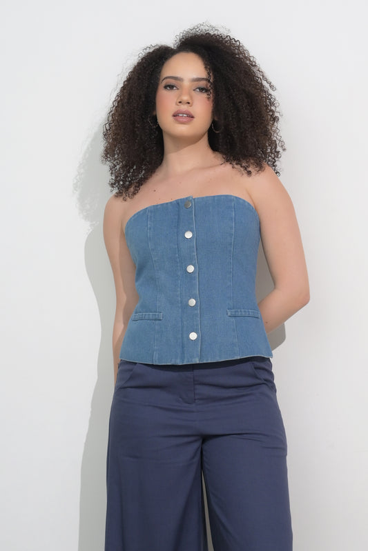 Raf Fuji Tube Top (Blue Dnm)