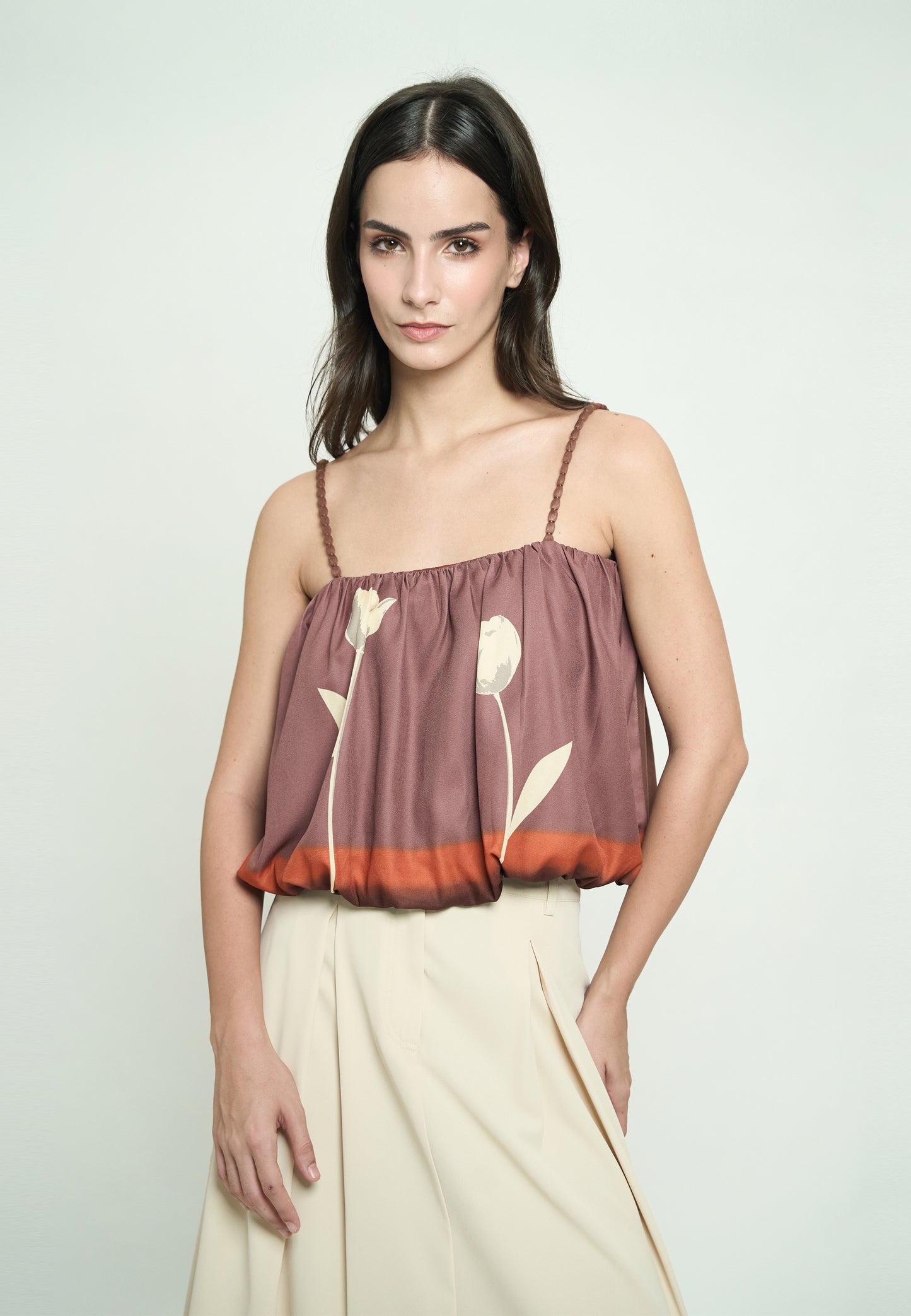 Gabriele Sleeveless Top (Spot Print Brown)
