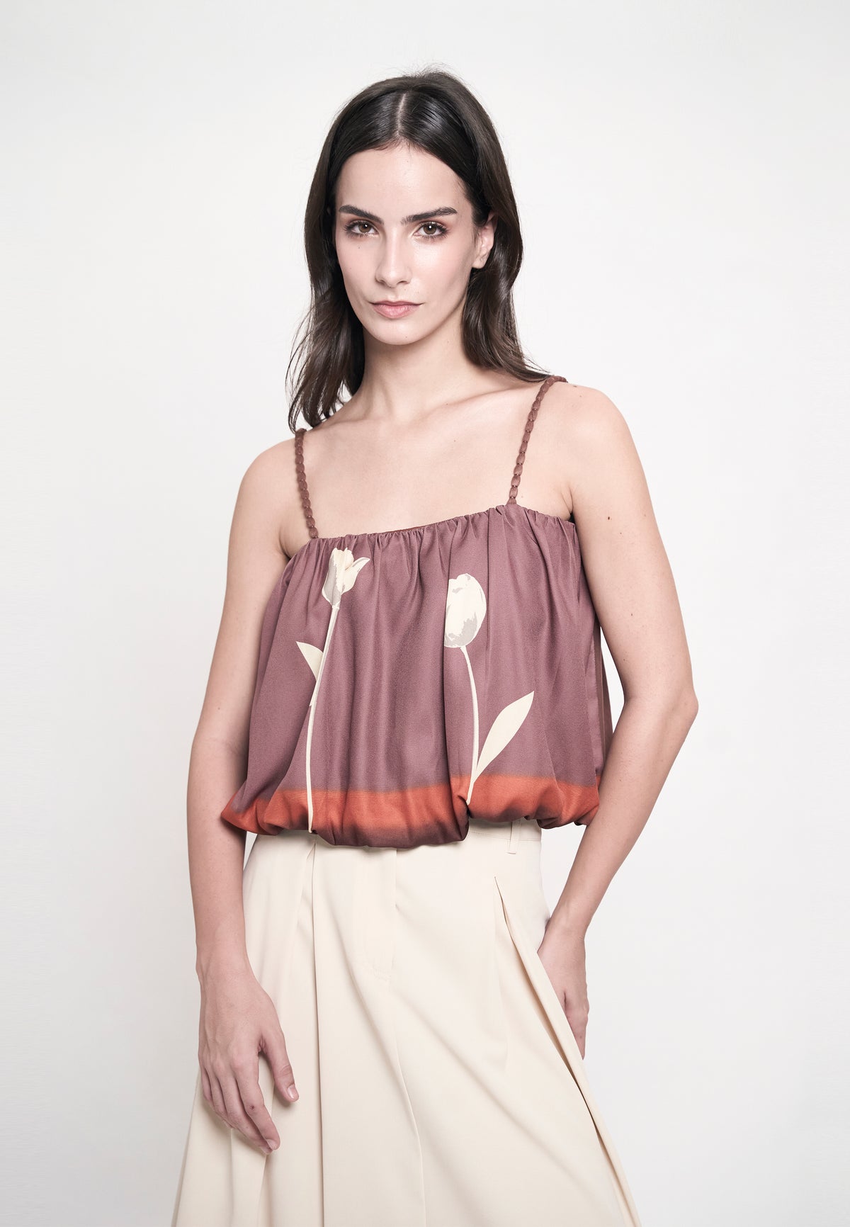 Gabriele Sleeveless Top (Spot Print Brown)