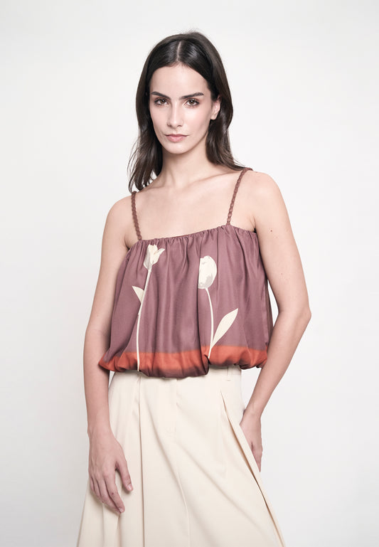 Gabriele Sleeveless Top (Spot Print Brown)