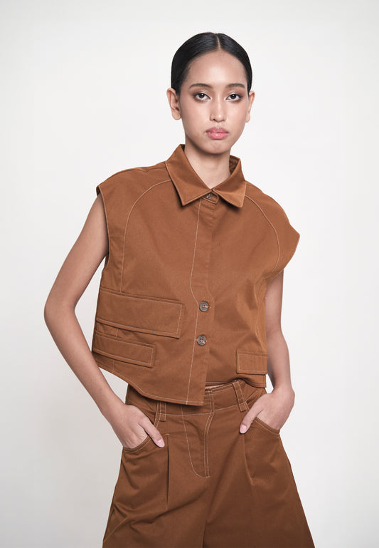 Gaella Extended Sleeve Top (Toffee)