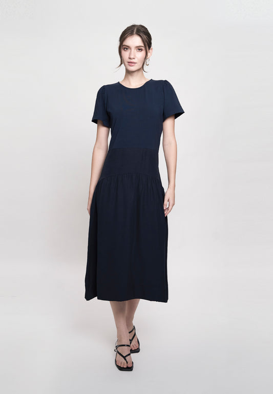 Gaia Short Sleeve Dress (Navy)