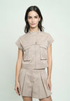 Gaile Short Sleeve Top (Taupe)