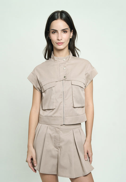 Gaile Short Sleeve Top (Taupe)