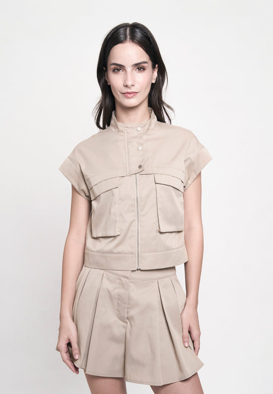 Gaile Short Sleeve Top (Taupe)
