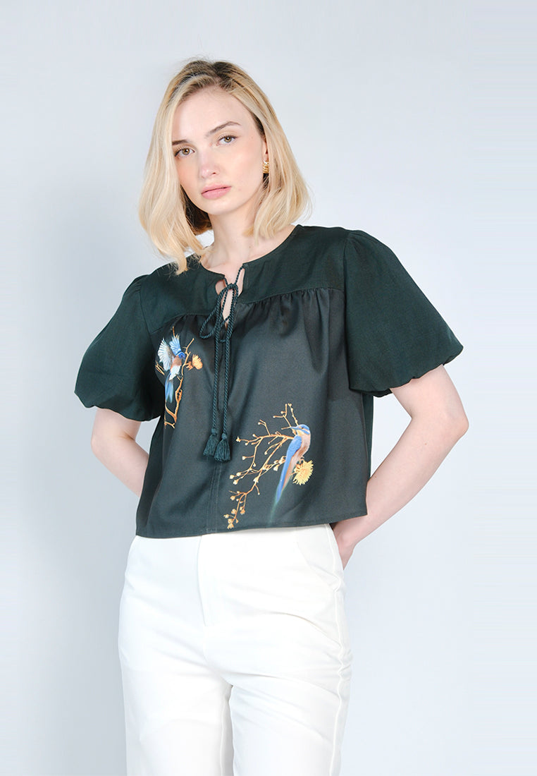 Nobleza Galen Short Sleeve Top (D.Green)