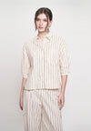 Gambry Quarter Sleeve Top (Striped Cream)