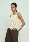 Gandham Sleeveless Top (Cream)