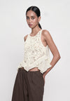 Gandham Sleeveless Top (Cream)