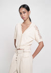 Ganish Short Sleeve Top (Beige)