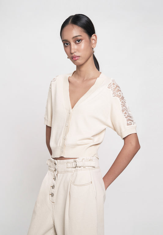 Ganish Short Sleeve Top (Beige)