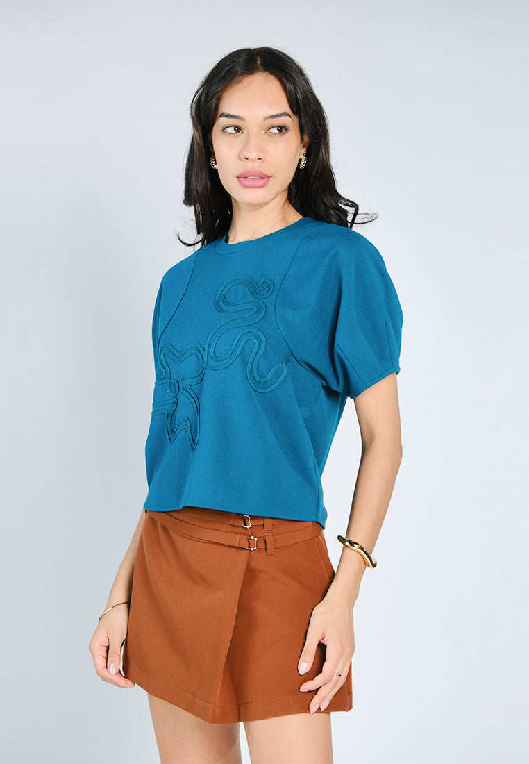 Nobleza Garner Short Sleeve Top (Teal)