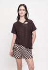 Gentry Short Sleeve Top (Brown)