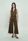 Giann Sleeveless Pantsuit W/ Scarf (Brown)