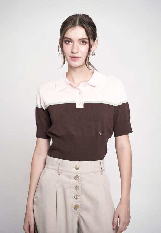 Giffy Short Sleeve Top (Pink/Brown)