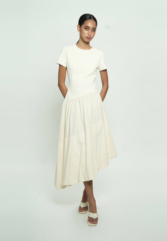 Ginc Short Sleeve Dress (Cream)