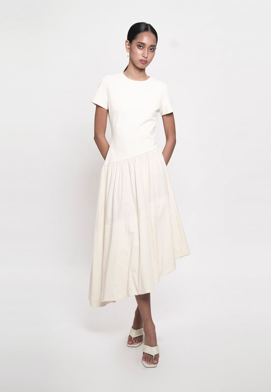 Ginc Short Sleeve Dress (Cream)