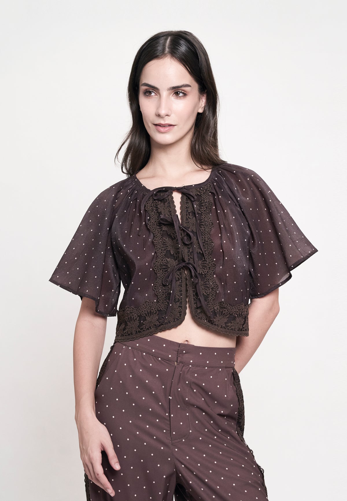 Giorgia Short Sleeve Top (Printed Brown)