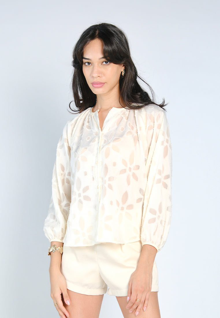 Nobleza Glenn Long Sleeve# Top (Cream)