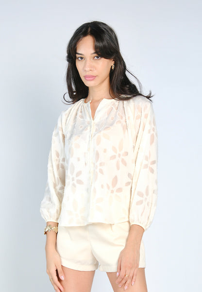 Nobleza Glenn Long Sleeve# Top (Cream)
