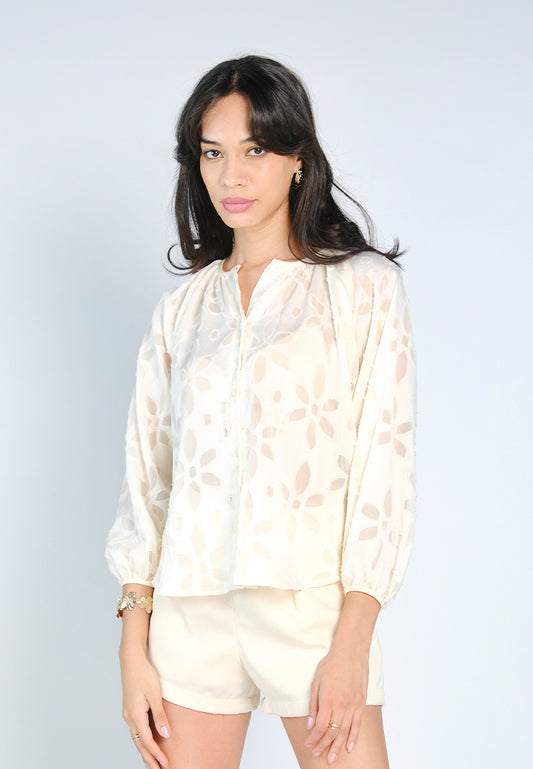 Nobleza Glenn Long Sleeve# Top (Cream)