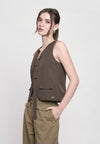 Grey Sleeveless Top (Brown )