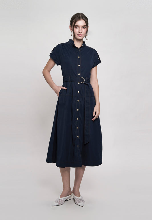 Gustava Extended Sleeve Dress (Navy)