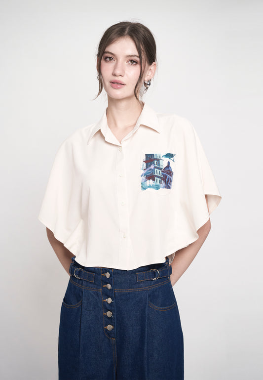 Gwynete Cape Top (Cream)