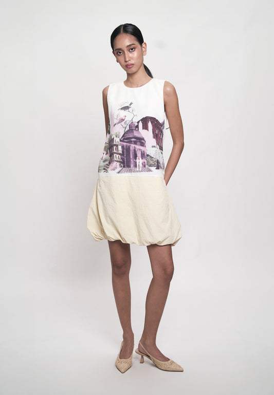 Gwynete Sleeveless Dress (Spot Print Cream)