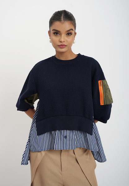 Raf Hadley Quarter Sleeve Top (Navy)