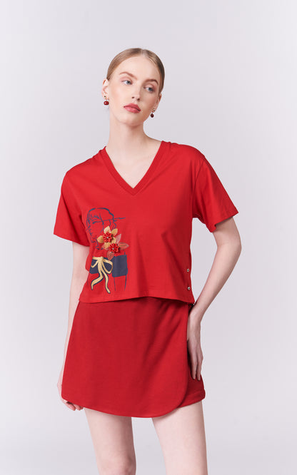 DNM Studios Haliyah Short Sleeve Top (Red)