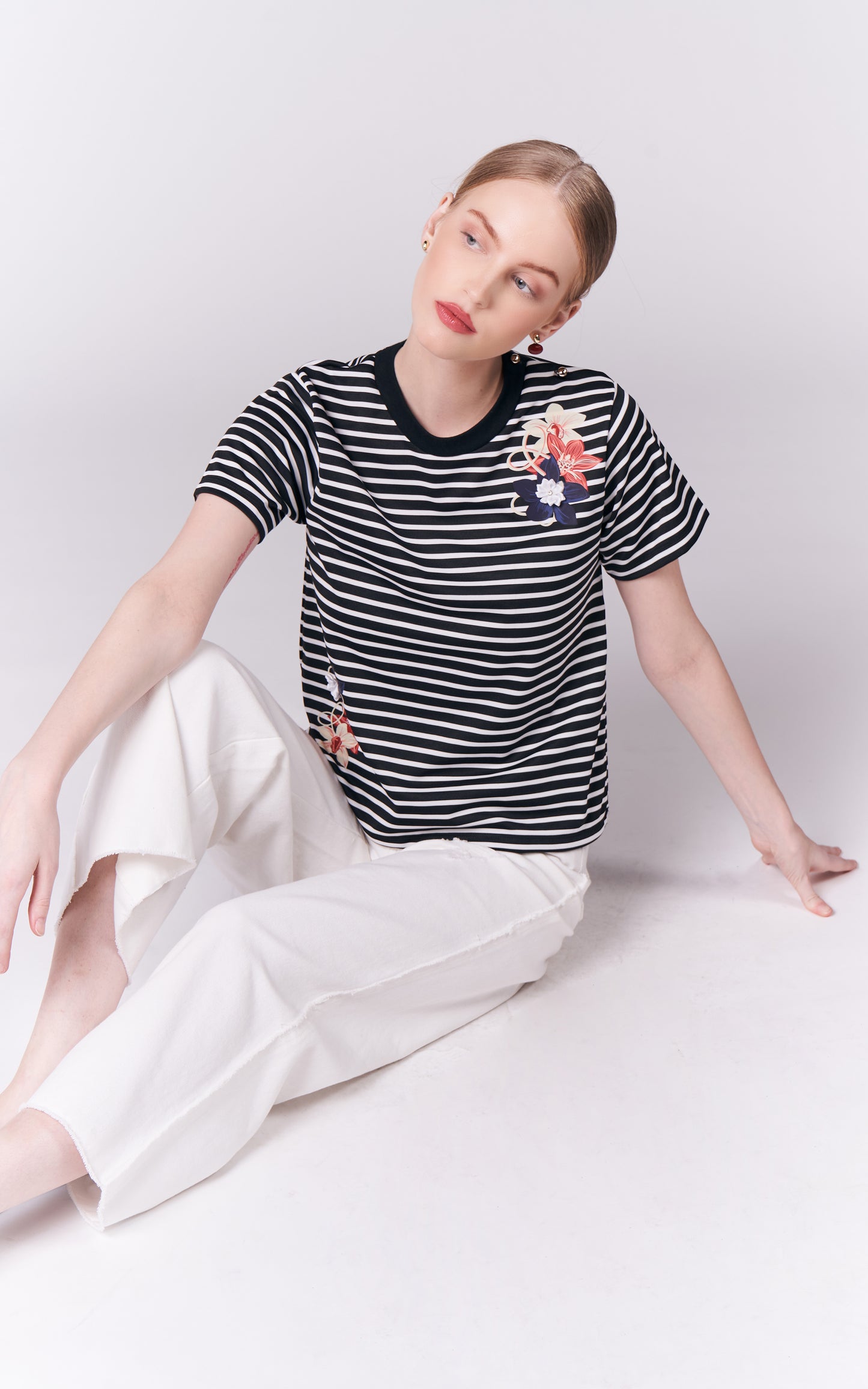 DNM Studios Hanvika Short Sleeve Top (Blk/Wht)